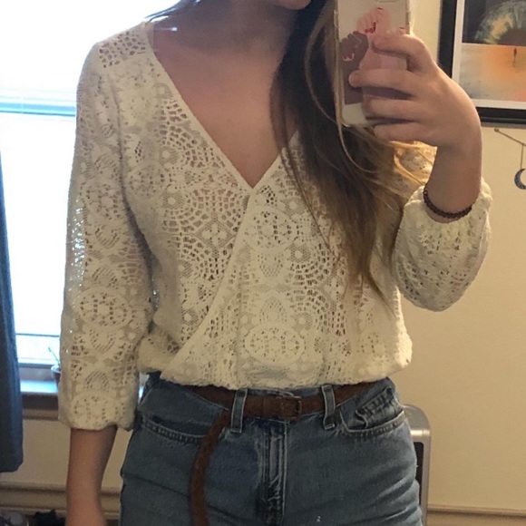 NWOT American Eagle Pink Wrap Blouse with Dot Texture - Picture 3 of 3